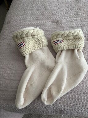 Hunter Cream Knit-Cuff Fleece Boot Liners